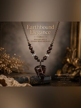 “Earthbound Elegance”-Boulder Opal Pendant and Beads Necklace